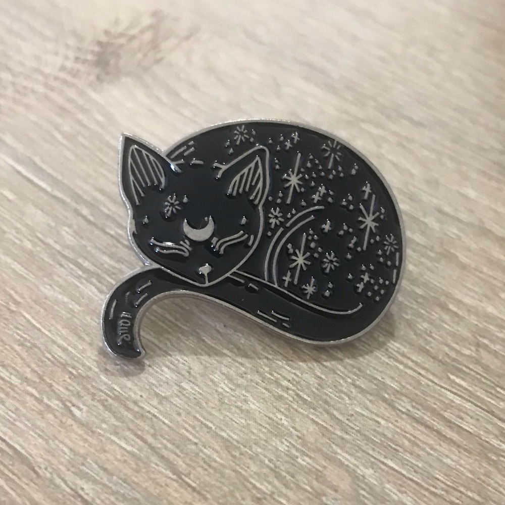 Moon & Star Black Cat Enamel Pin